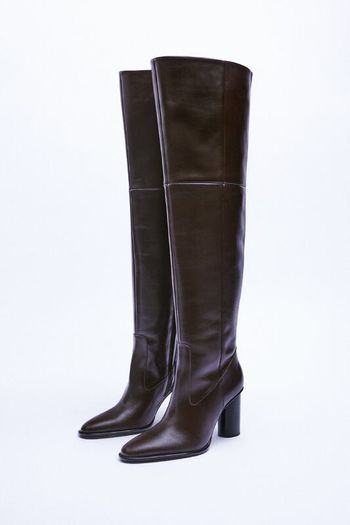 Zara Leather Over The Knee Boots