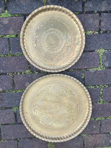 Pair large Indian brass plates free postage