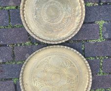 Pair large Indian brass plates free postage