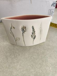 Wide Oval Vessel -Meadow Mix Detail MADE IN Galway, Ireland.