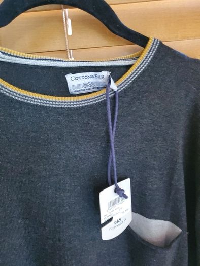 Cotton & Silk C&S Men's Jumper  New With Tags Dark Grey