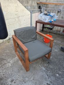 outdoor wooden armchair