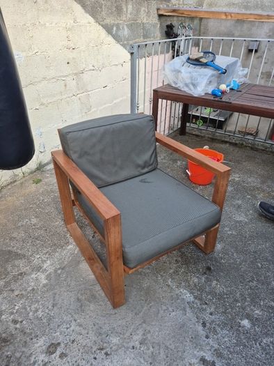outdoor wooden armchair