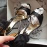 Wrap up flower pearl details black sandals bnib Image 3