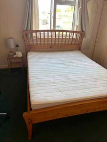 Pine Double Bed Frame & Mattress
