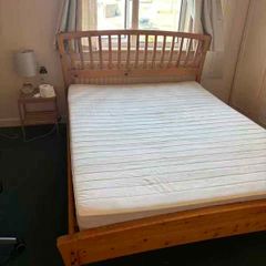 Pine Double Bed Frame & Mattress