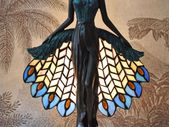 Art Nouveau Villa Tiffany Table Lamp Handcrafted Stained Glass Lady Lamp