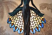 Art Nouveau Villa Tiffany Table Lamp Handcrafted Stained Glass Lady Lamp