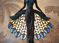 main image for ad Art Nouveau Villa Tiffany Table Lamp Handcrafted Stained Glass Lady Lamp