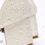 Bridal White Satin Pearl Heeled Sandals Size 5 Image 3