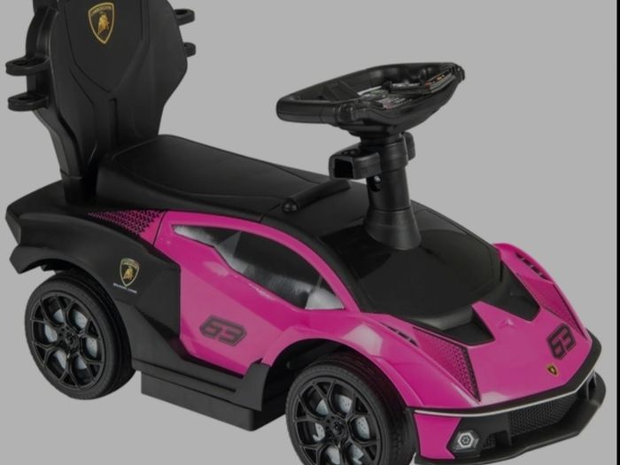 Lamborghini Car 2-in-1 Push-Along Ride On Pink