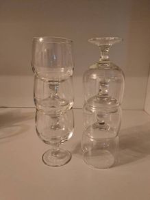 6 Unused Arcoroc Toughened Stacking Stem Glasses
