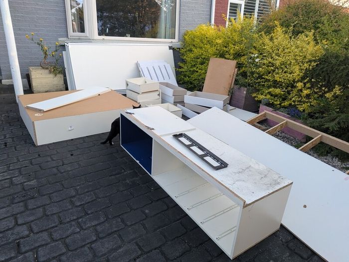 3 X sliderobe doors + rail + interior/timber