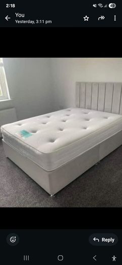 Double divan bed with mattress