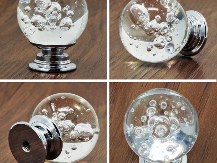 Clear Crystal Glass Drawer Knobs with Bubble Ball Cabinet Door Knobs Kitchen Cupboard Knobs Pull Handle 10 Pieces (MULTIPLE COLOURS)
