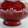 Bohemian Ruby Red Cut-to-Clear Glass Decanter. Etched Stag, Bird & Ferns. 36.5cm (14.4 inches). Ball Stopper Image 7