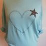 Carla Giannini Women's Angora Mix Top With Heart & Stars New With Tag Turquoise Image 2