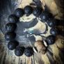 Mens Dad Gift Miniature Resin Skull and Black Volcanic Lava Beaded Bracelet Skull Art Jewelry Goth Vulture Culture Image 3