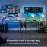 Gaming Desk with LED Lights & Power Outlets, Reversible Image 7