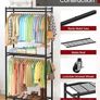 Clothes Rail  Clothes Rack with Shelves & Wheels, Multi-Functional Clothing Rail with Hooks, Sturdy Metal Garment Rack for Bedroom, Laundry, Balcony, 84cm / 31cm / 202cm, Black Image 4