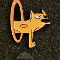 Cat dog  ! pin back badge.