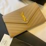 YSL Classic Cassandre Chain Wallet In Grain De Poudre Leather Dark Beige Image 4