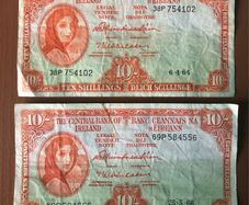 Two Irish 10 shillings notes