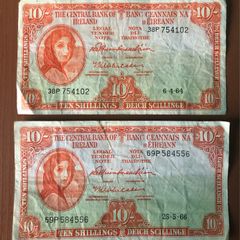 Two Irish 10 shillings notes