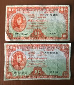 Two Irish 10 shillings notes