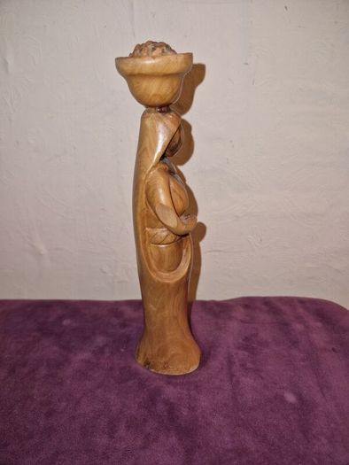 Hand carved wooden woman figure