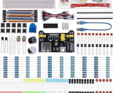 480 Pcs Electronics Component Fun Kit with Power Supply Module, Jumper Wire,Precision Potentiometer,830 tie-Points Breadboard Compatible with STM32,Raspberry Pi,Arduino
