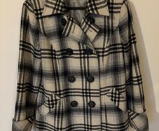 Check Short Coat Jacket Black & Ivory Rocha John Rocha Size 14