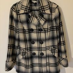 Check Short Coat Jacket Black & Ivory Rocha John Rocha Size 14