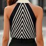 S Size Women'S Summer Sleeveless Cami Top, Apricot Base with Black Striped Digital Print, Fabric, Contoured Neckline, Loose Fit, Casual Versatile, Elegant Temperament, Suitable for Daily Wear, Commuting, Vacation, Parties, Women'S Fashion Top Image 2