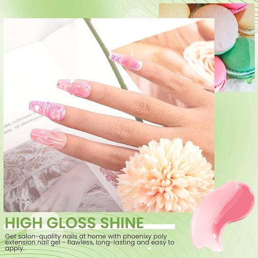 FREE EXPRESS SHIPPING Poly Nail Gel Kit, Phoenixy 8 Colors 15ml Poly Nail Extension Gel Nail Kit with Nail Lamp, Poly Nail Gel Starter Set for Beginners Nail Salon at Home