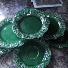 Portugese Green Cabbage Leaf Plates& Saucers