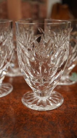 Set of 6 Vintage Waterford Crystal Ashling Footed Tumblers