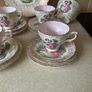 1930's Delphine Bone China 15 Puece Teaset with pale pink inside Image 3