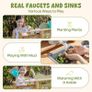 Mud Kitchen for Kids, Wooden Play Kitchen Outdoor with Real Faucet, Removable Sink, Kettle, Planting Cup, Oven, Chalkboard, Kids Garden Toy Kitchen, Gifts Toys for Boys Girls Age 3+ Image 7