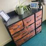 Black metal with fabric faux wood grain storage drawers Image 4