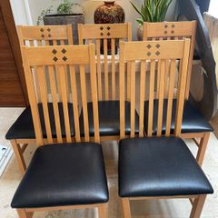 5 x Gorgeous Leather Padded Kitchen Dining Chairs - Can Deliver