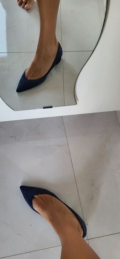 El Cortes Ingles navy suede pointed court shoes Sz 41 (Fit 7-7.5Uk) - Bnwt Rrp 59.99