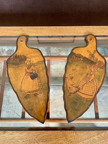Vintage Dutch Wooden Wall Decor with Original Handpainted Scenes on the Reverse