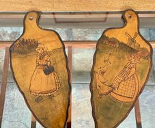 Vintage Dutch Wooden Wall Decor with Original Handpainted Scenes on the Reverse