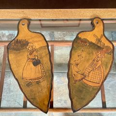 Vintage Dutch Wooden Wall Decor with Original Handpainted Scenes on the Reverse