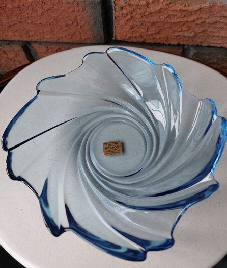 Vintage Arcoroc Ice Blue Scalloped Serving Bowl