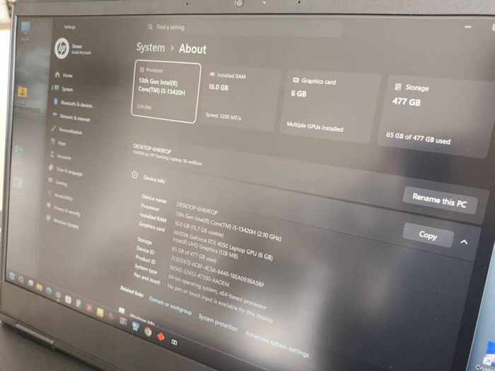 Brand New Gaming Laptop Hp Omen Intel i5 13420H 8/12 RTX4050 6GB 120W GDDR7 16GB DDR5 5600mhz 512GB NVMe PCIE 4.0 16.1" 1080p 144hz Ips 250nits Win11 RGB