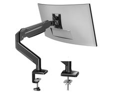 Single Arm Monitor Desk Mount for 13-32 inch Screen, Tilt, Swivel, Rotation, Ergonomic Gas Spring Monitor Stand with Cable Management, VESA 75/100mm