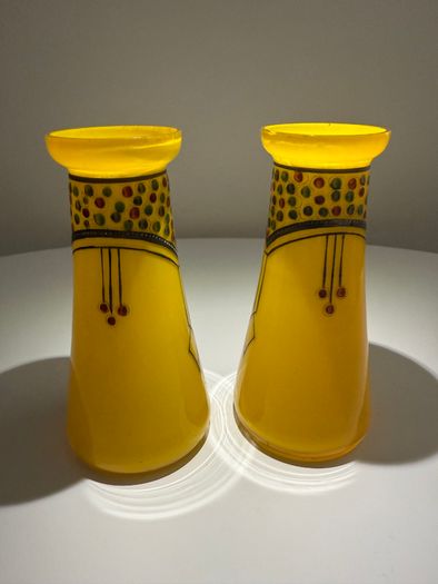 Exceptional Pair of Art Deco Czech Tango Glass Vases. c.1928 to1933