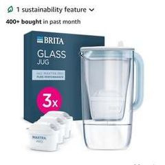 Brita Glass Water Filter Jug with 10 Filters
